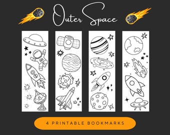 Outer Space Coloring Bookmarks | Rocket Ship Theme (Printable)