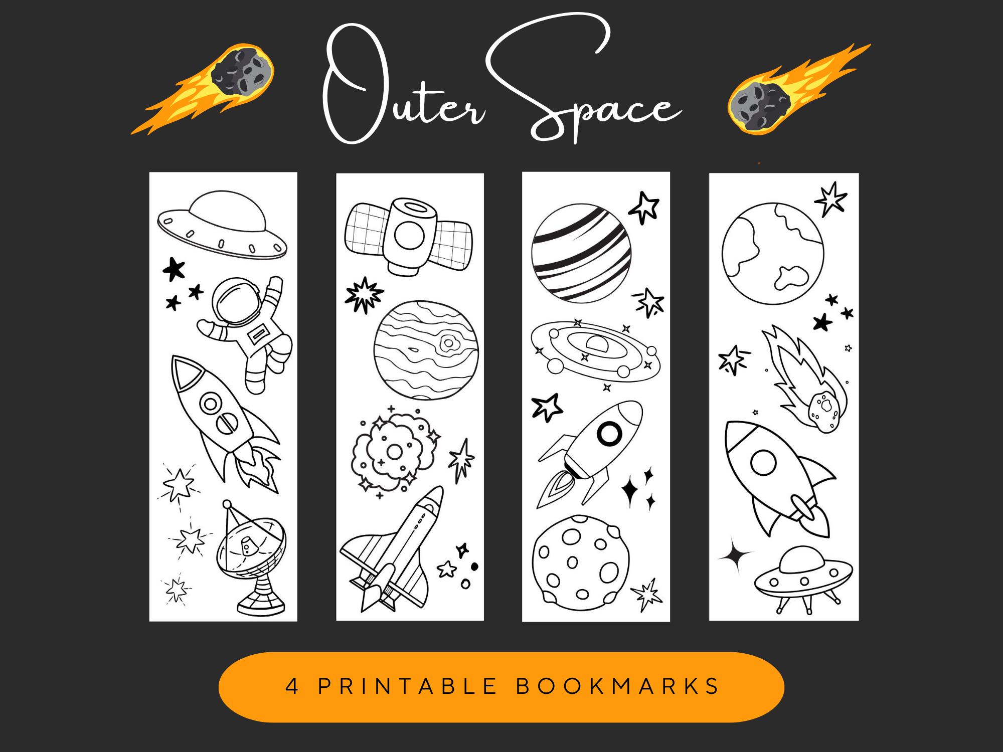 Outer Space Coloring Bookmarks | Rocket Ship Theme (printable) - Etsy