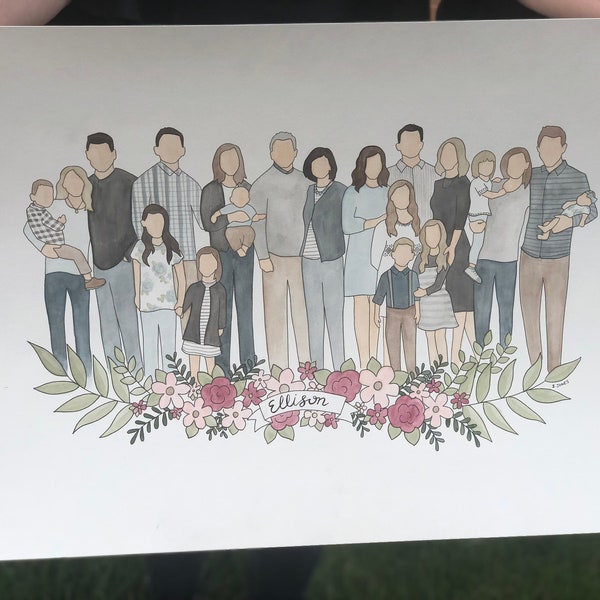 Large Custom watercolor portrait