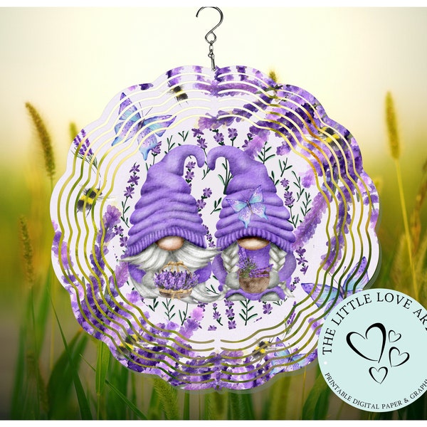 Lavender Spinner Sublimation Design PNG, Purple Lavender Spinner Design, Lavender Gnomes, Bees, Yard Decor, Instant Digital Download