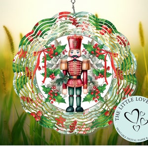 Kerst notenkraker spinner sublimatie ontwerp PNG, notenkraker en hulst spinner ontwerp, notenkraker, tuindecor, instant digitale download