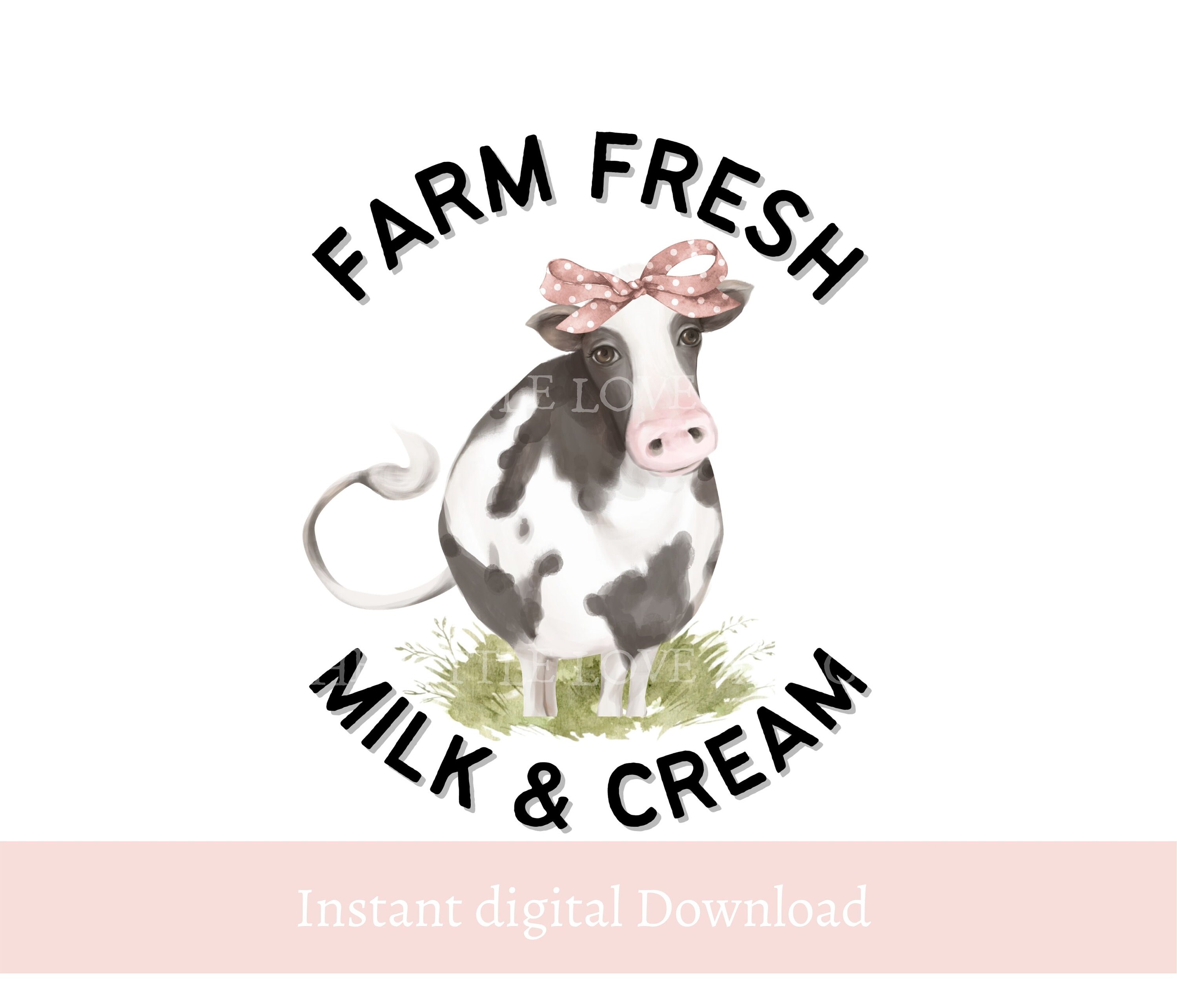 Farm Fresh Milk & Cream Cow Design farmhouse Country Decor | Etsy