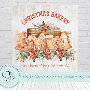 Christmas Bakery Sign Design, Christmas Gingerbread Design, Tiered Tray Sign, Wall Art, Wooden Plaque, INSTANT DIGITAL DOWNLOAD