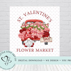 Valentinstag rotes LKW-Schild, Valentinstag Blumenmarkt-Design, abgestuftes Tablett-Schild, rustikales Holzschild, SOFORTIGER DIGITALER DOWNLOAD