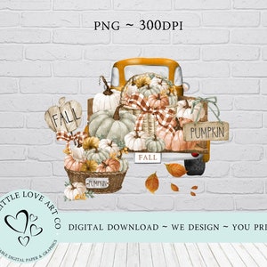 Jesień Jesień Dynia Ciężarówka PNG, Dynia Clipart, Pastelowe Dynie Sublimacja Projekt, Dynia Patch Koszulka Projekt, Natychmiastowe Pobieranie Cyfrowe