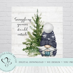 Câlins gnomes, panneau de sapin de Noël gnome, conception de panneau de gnome des vacances, panneau de plateau à plusieurs niveaux, panneau de Noël hiver, TÉLÉCHARGEMENT NUMÉRIQUE