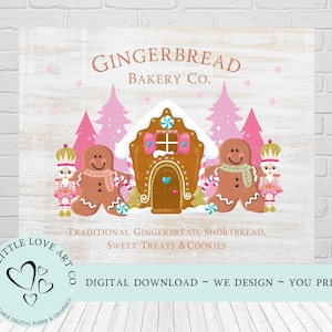 Pink Gingerbread Bakery Christmas Sign, Christmas Gingerbread House Sign Design, Tiered Tray Sign, Wall Art,Wooden Plaque, DIGITAL DOWNLOAD