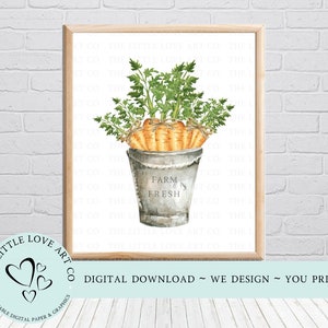 Farm Fresh Carrots Easter Wall Art Print, Spring Decor, Farmhouse Easter Decor,  Printable PDF, 8 x 10, Instant Digital Download