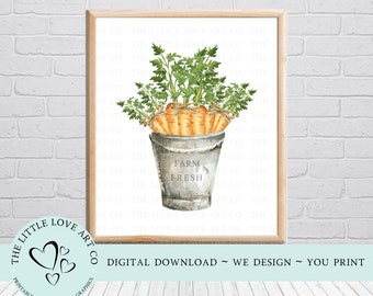 Farm Fresh Carrots Easter Wall Art Print, Spring Decor, Farmhouse Easter Decor,  Printable PDF, 8 x 10, Instant Digital Download