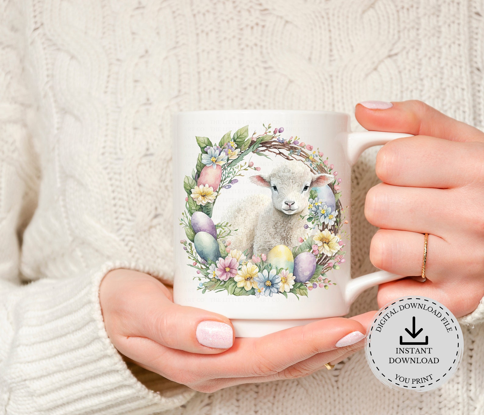 Lamb Easter Egg Wreath Design Spring Flowers Easter Wreath Etsy