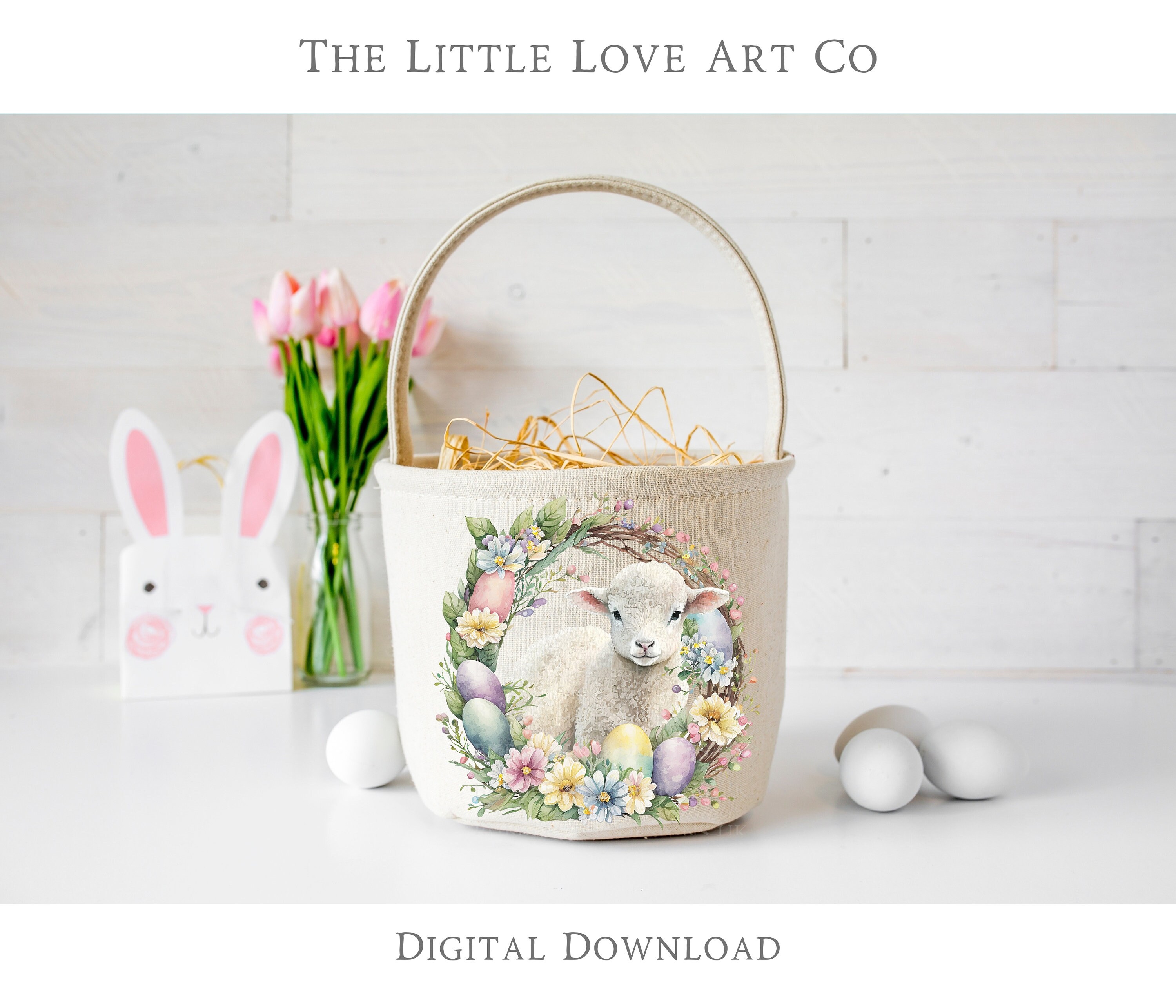 Lamb Easter Egg Wreath Design Spring Flowers Easter Wreath Etsy