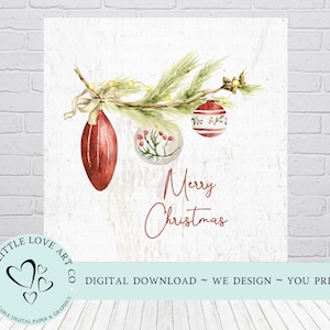 Merry Christmas Tree Branch Bauble Sign, Christmas Foliage Baubles Sign Design, Tiered Tray Sign, Rustic Wood, DIGITAL DOWNLOAD
