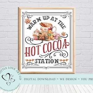 8 x 10 Inches, Hot Cocoa Station Print, Hot Chocolate Gingerbread Sign , Holidays Digital Print, Cocoa Bar Sign, INSTANT DIGITAL DOWNLOAD