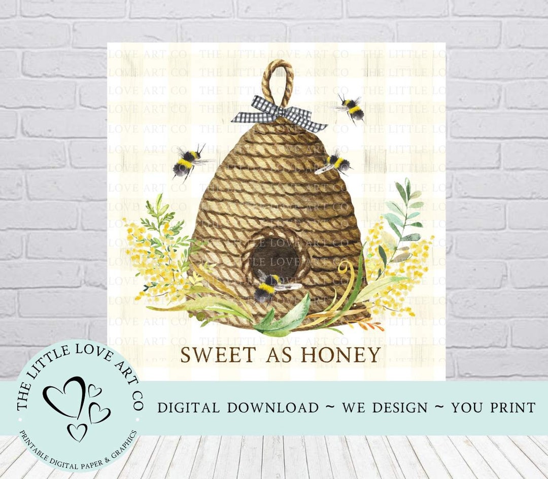 Bee Hive Design, Honey Bees, Sweet as Honey, Spring Farmhouse Decor,  Printable PNG, Decoupage Scrapbook Paper, DIGITAL DOWNLOAD - Etsy, image size:1080x944