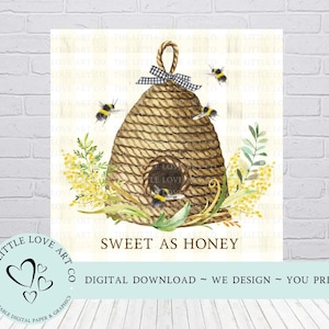 Ontwerp bijenkorf, honingbijen, zoet als honing, lente boerderijdecor, afdrukbare png, plakboek decoupage, DIGITALE DOWNLOAD