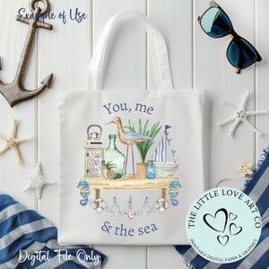 Zestaw 2 - Coastal Beach Seaside PNG, You Me & The Sea, Coast Decor, Summer Beach Sign, Beach Sublimation, Digital Paper, Instant Download