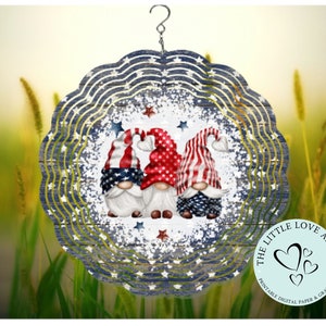 4 juillet étoiles rayures Gnome vent Spinner Sublimation Design, fête de l'indépendance, toupie patriotique, PNG, décor de jardin, téléchargement immédiat