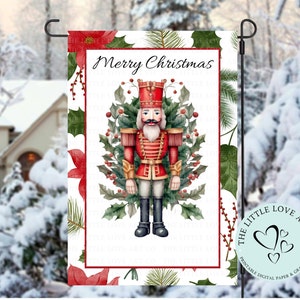 Merry Christmas notenkraker vlag sublimatie ontwerp, vakantie werf vlag, kerstdecor, notenkraker, veranda vlag, INSTANT DIGITALE DOWNLOAD
