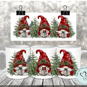 11oz Mug Wrap Holly Christmas Gnomes Design -  Gnome Sublimation Design, Christmas Mug Wrap, PNG, Gnome Mug,  Instant Digital Download