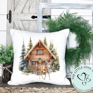 Woodland Cabin Stag Deer PNG, Mountain Cabin, Christmas Deer Sublimation Design, Winter Forest, Winter Woodland, Instant DIGITAL DOWNLOAD