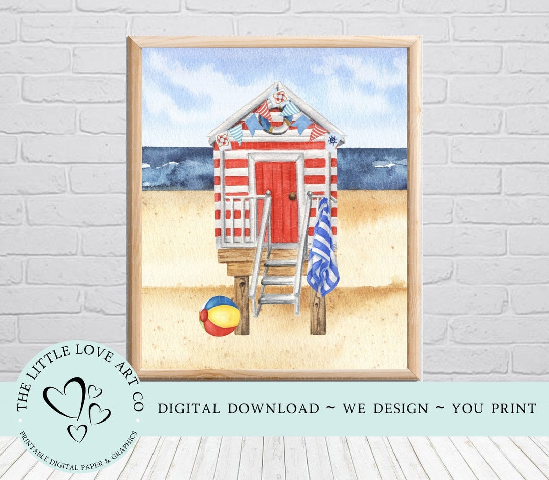 8 X 10 Beach Hut Wall Art Print Summer Beach Print Summer Etsy