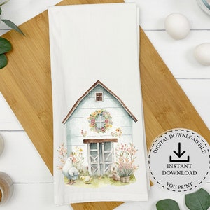 Frühling Scheune Bauernhof Zeichen, Bauernhaus Dekor, rustikales Zeichen, druckbare PNG, Ostern Bauernhof, Henne und Küken, Decoupage Scrapbook Papier, DIGITAL DOWNLOAD Bild 6