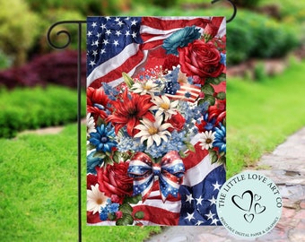 Bandiera da giardino per il Giorno dell'Indipendenza del 4 luglio, stampa a sublimazione, Indipendenza americana, decorazioni per il giardino del 4 luglio, bandiera USA per il portico, DOWNLOAD DIGITALE