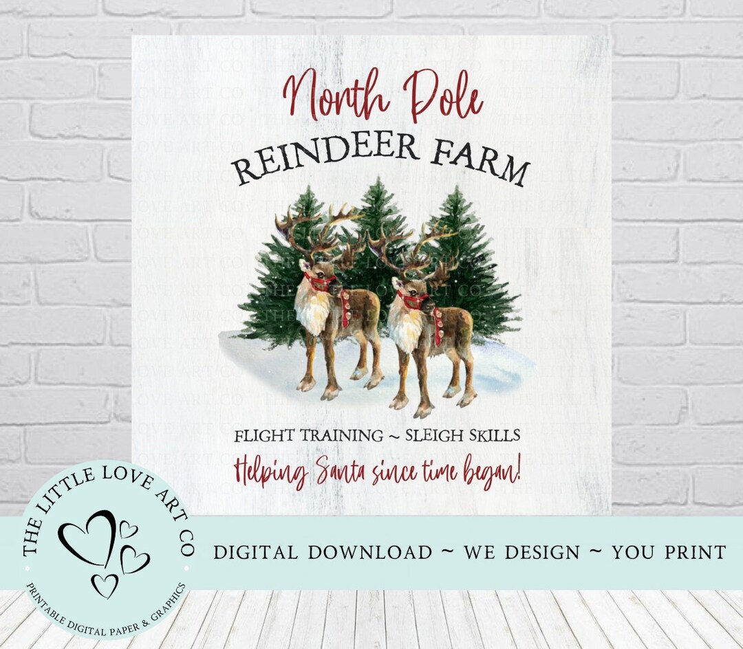 North Pole Reindeer Farm PNG, Christmas Clip Art, Christmas Decor ...