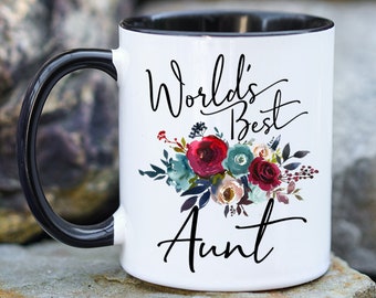 Worlds Best Aunt Mug, Mug for Aunt, Gifts for Aunt, Pregnancy Reveal Mug, Floral Mug, Gifts for her, Aunt Mug, Gift for sister, Sister Mug