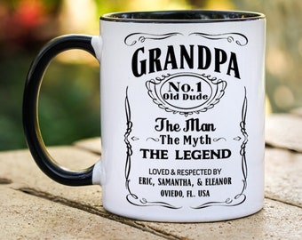 Grandpa the man, the myth, the legend Mug, Funny Grandpa Mug, Customizable Father's Day, Mug from kids, Father's Day Mug, Pop Pop, Papaw mug