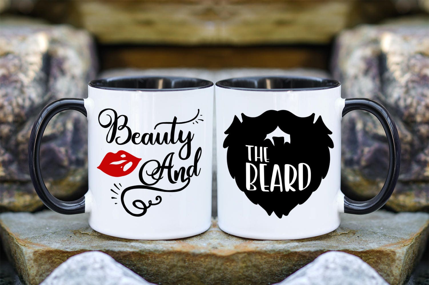 Beauty And The Beard Mug Set, Couples Gift Mugs, His And Hers Mug Set, His And Hers Gifts, Beard Coffee mug, Engagement Gift, Funny Mugs