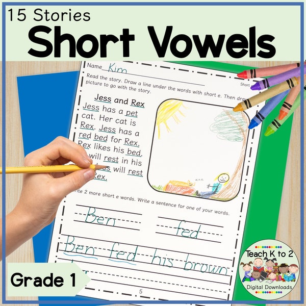 Short Vowel Stories/15 Stories/Language Arts Resource/Printables/Phonics/Decodable Stories/Small Group/Intervention/Centers/Fast Finishers