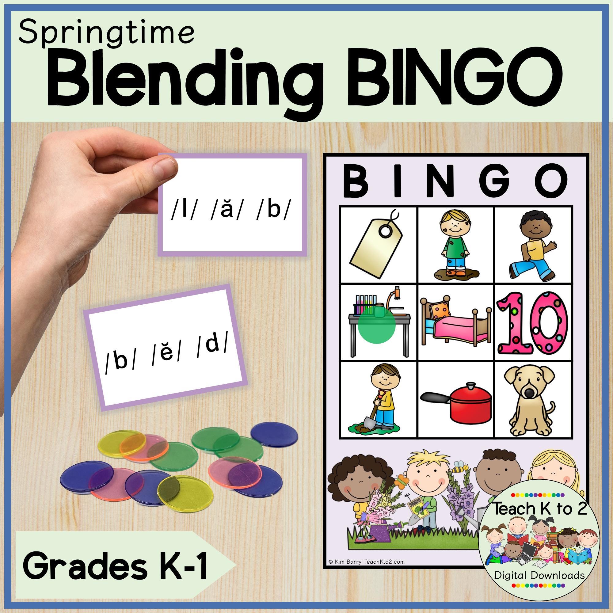 Blending BINGO Phonemic Awareness Spring Themed Game for Kindergarten ...