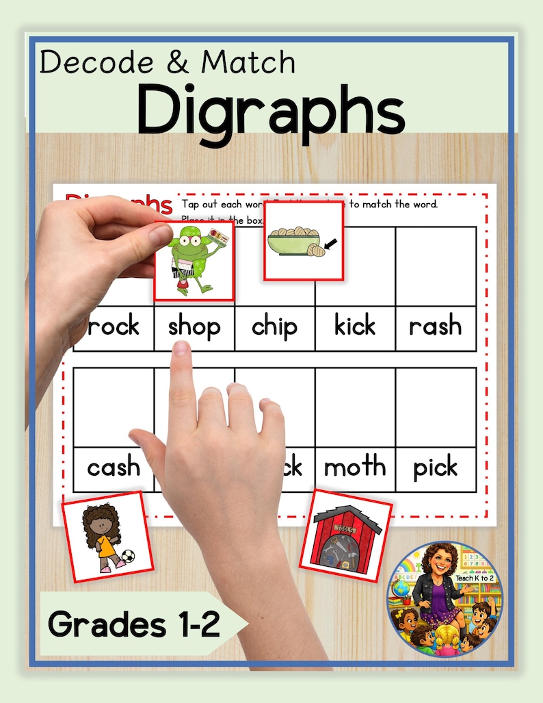 Decode and Match Digraphs With Pictures | Grades 1-2 Literacy Centers ...