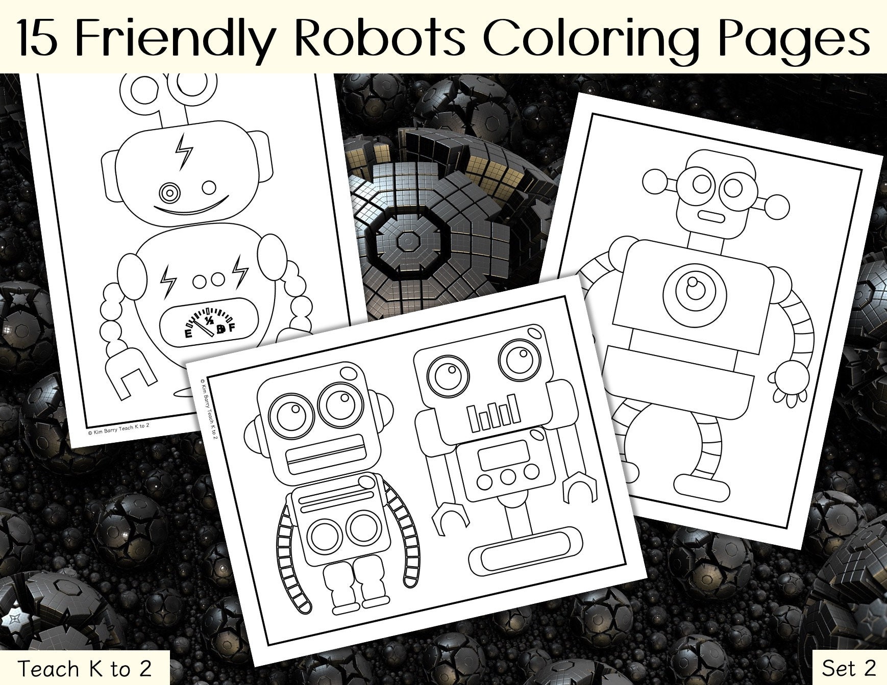 15 Robots Coloring Pages Set 2/Coloring Pages for Kids/Fun | Etsy