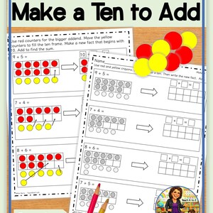 Make a Ten to Add | First Grade Math Worksheets | Anchor Chart for Small Group | Grade 1 Math Lessons | Instant Download | Homeschool Lesson