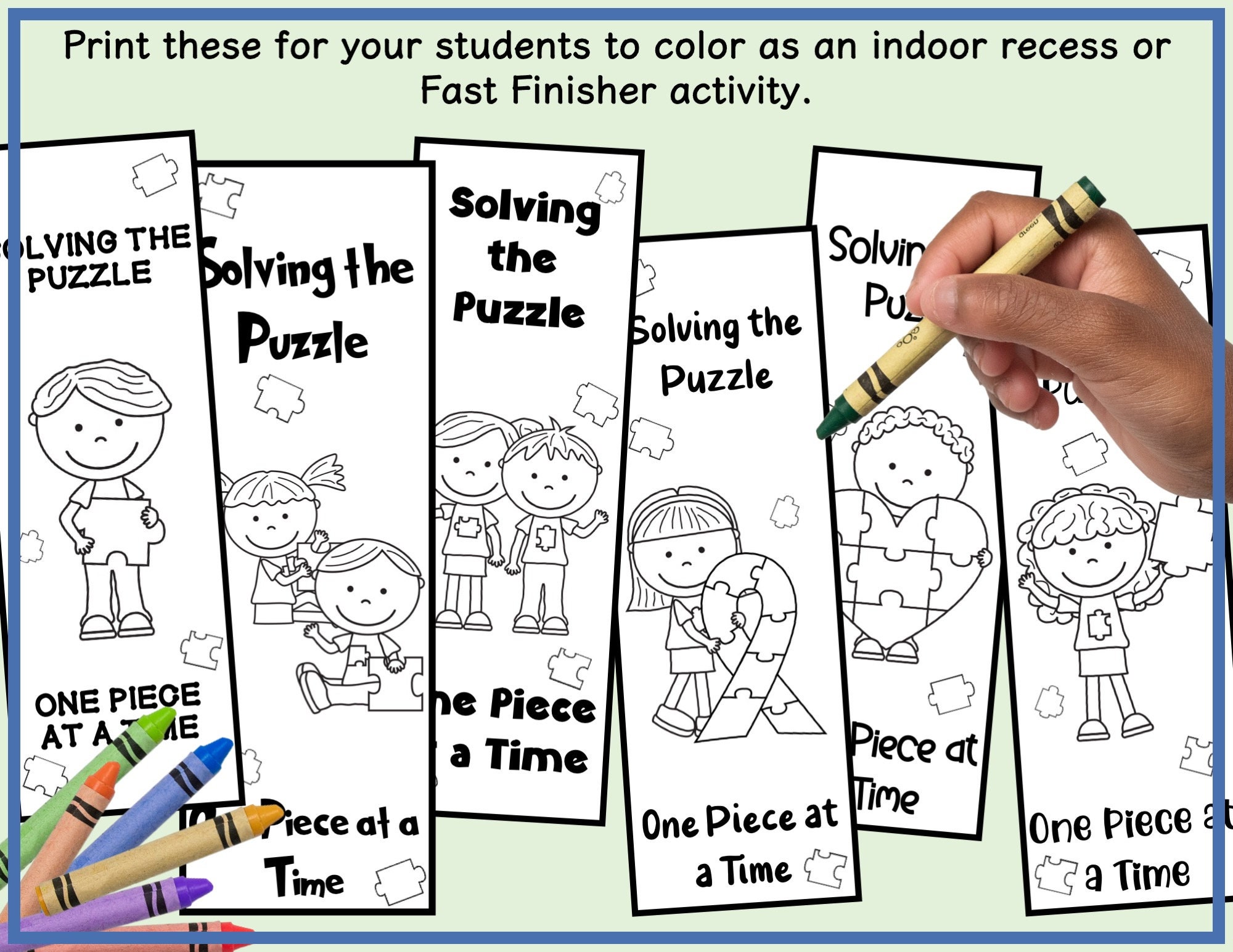 Printable Autism Awareness Bookmarks in Color and Black & White for ...