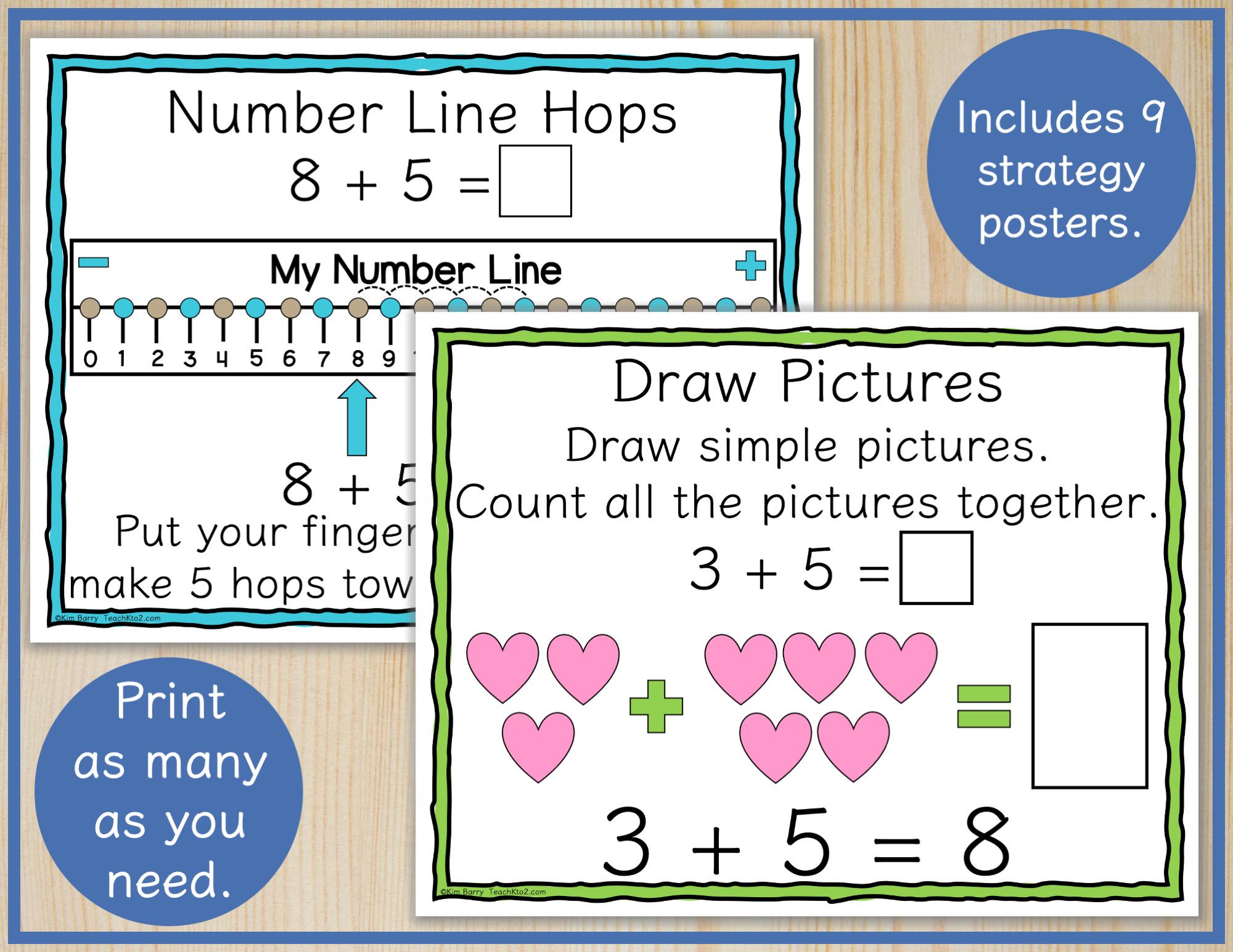 Addition Strategies Mini-posters for First or Second Grade | Anchor ...