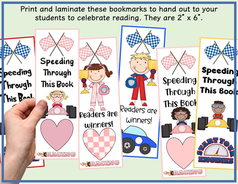 Printable Racing Kids Bookmarks in Color and Black & White for Kids ...