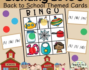 Blending BINGO for Grades K-1 Phonological Awareness Literacy Game for Beginning Readers/Small Group Instruction/Back to School