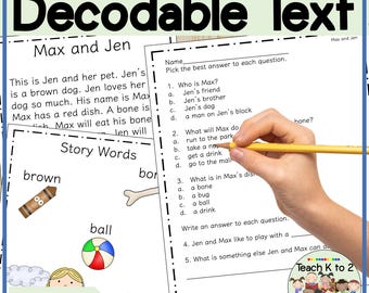 Decodable Text With Comprehension Questions and Activities for First Grade Small Group Phonics or Reading Instruction