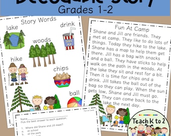 Decodable Story with Sight Words/Grade 1 Story/Word Find/Comprehension Questions/Small Group Teaching/Intervention/Homeschool/Tutoring