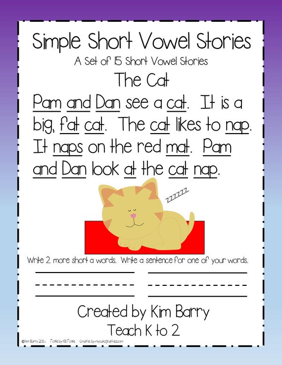 Short Vowel Stories A Set of 15 Short Vowel Stories by Teach | Etsy