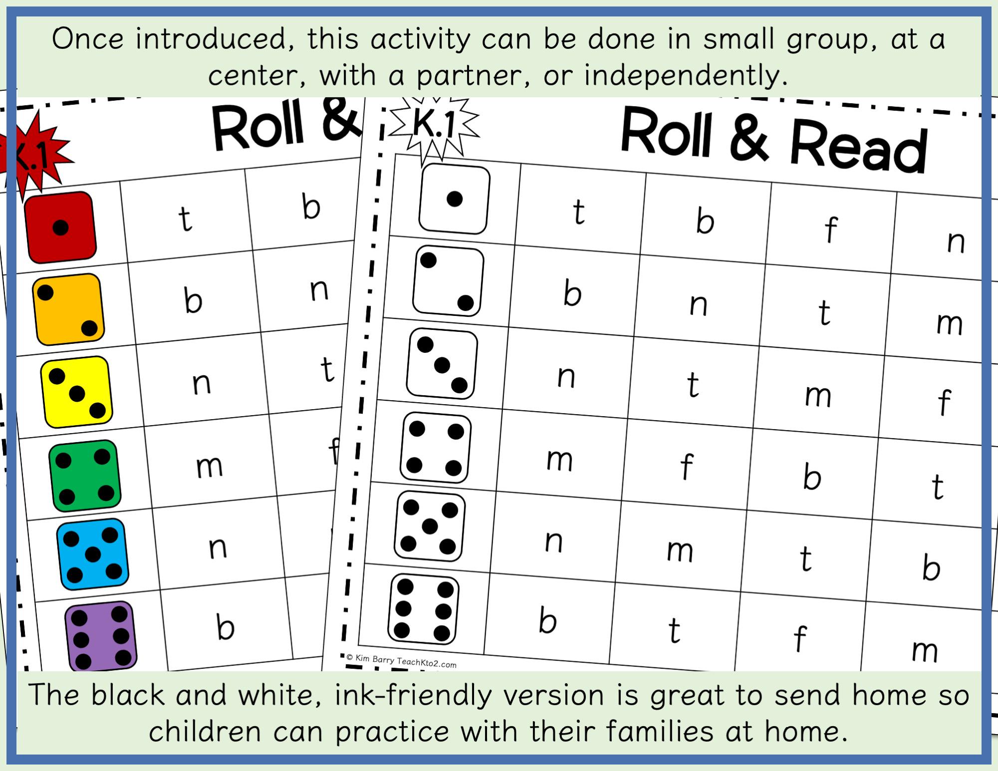 Roll and Read Kindergarten Fluency/letters/sounds/words/decoding Small ...