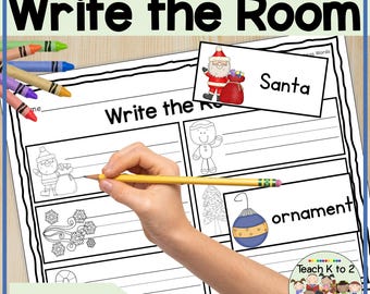 Christmas Words Write the Room for Kindergarten or First Grade Literacy Centers/Find and Write Christmas Words