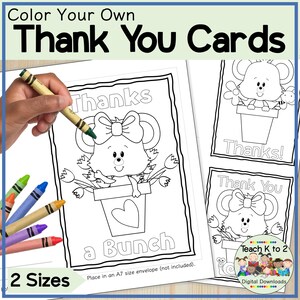 幼稚園、1年生、2年生向けのサンキューカードを自分で色付けする/友達や家族に色を付けるサンキューカード/カード作り