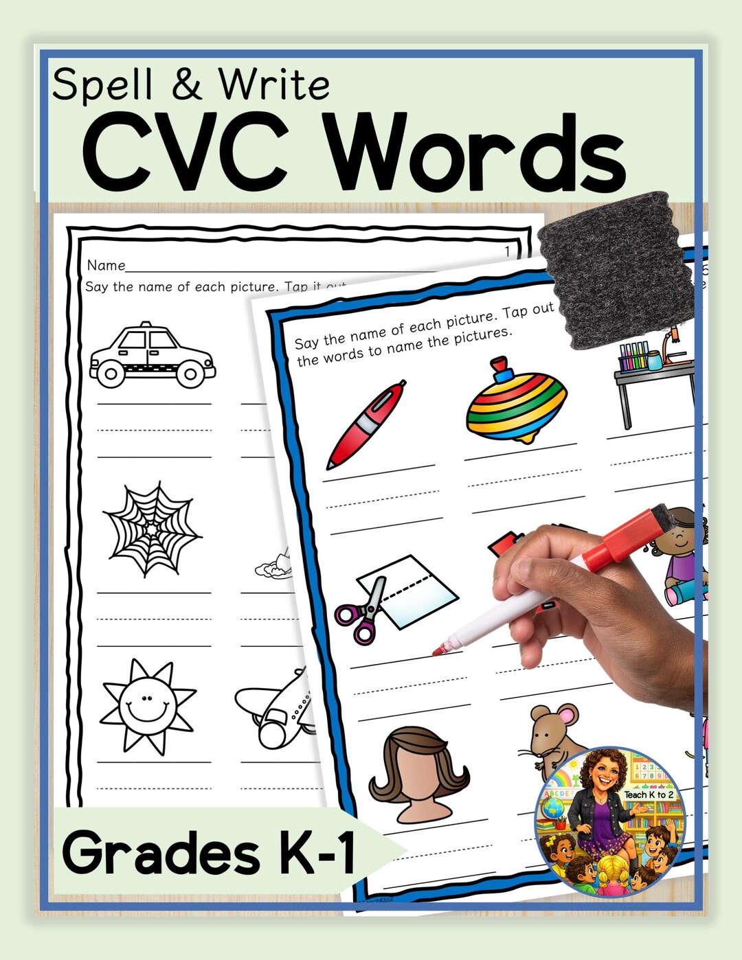Spell and Write CVC Words Worksheets | Differentiated Phonics Pages ...