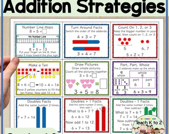Addition Strategies - Mini-posters pour la première année/tableaux d&#39;ancrage pour présentation en classe de première année