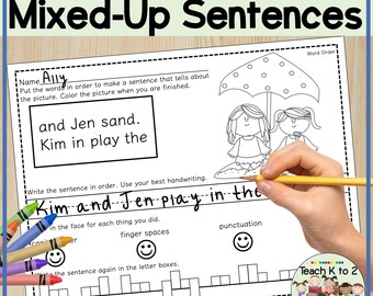 Summer Fun Scrambled Sentences Worksheets | First Grade Word Order | Homeschool Writing Fluency | Instant Download | Literacy Centers