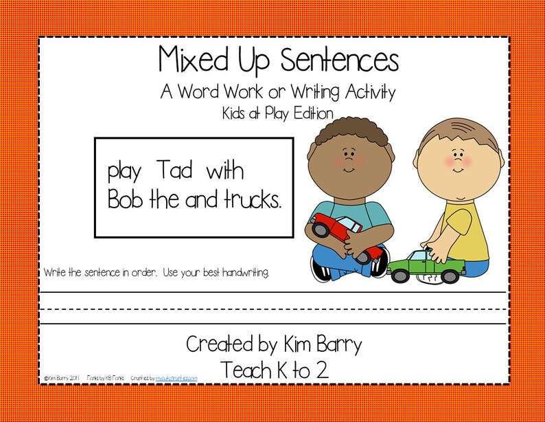 Mixed Up Sentences kids At Play word Work writing language Etsy